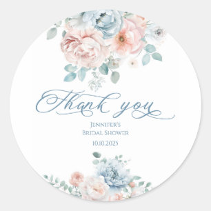 Dusty blue Something blue bridal thank you Classic Round Sticker