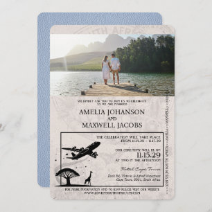 Dusty Blue South Africa Passport Wedding Invitation