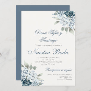 Dusty Blue Spanish Wedding invitation
