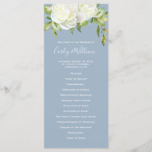 Dusty Blue Spring Floral Peony Wedding Program