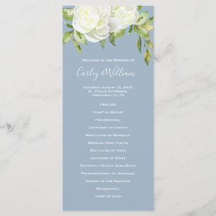 Dusty Blue Spring Floral Peony Wedding Program