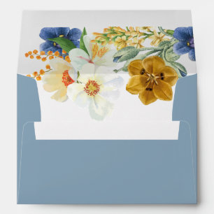 Dusty blue Spring summer flowers Bridal Shower Envelope
