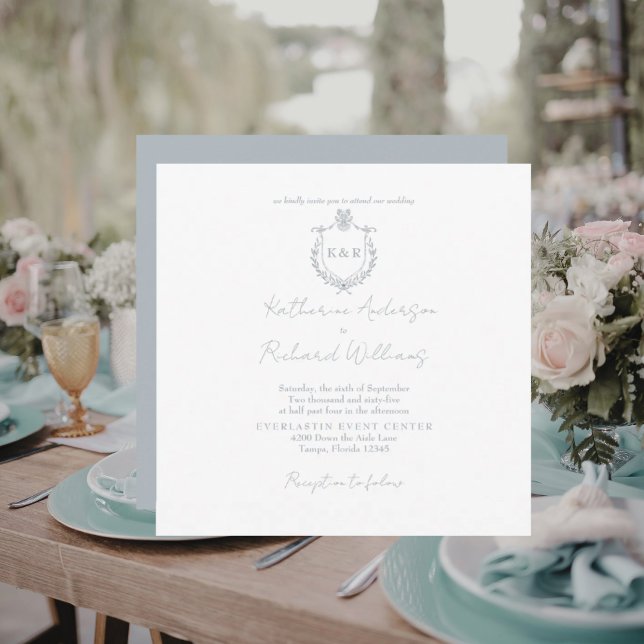Dusty Blue Square Elegant Wedding  (Creator Uploaded)