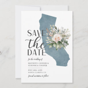 Dusty Blue State California Destination Wedding Save The Date