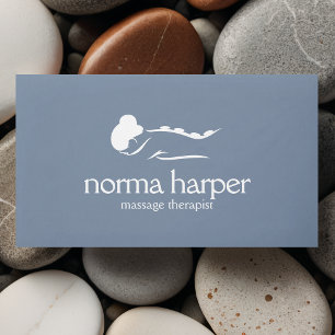 Dusty Blue Stone Massage Therapy Wellness Day Spa Business Card