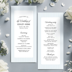 Dusty Blue Striped Elegance Classy Wedding Program
