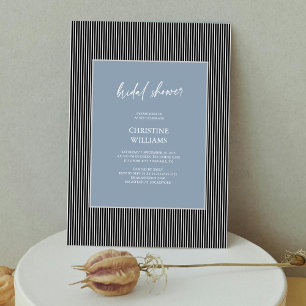 Dusty Blue Striped Frame Bridal Shower Invitation
