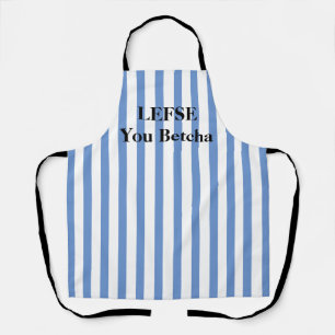 Dusty Blue Striped Lefse All-Over Print Apron