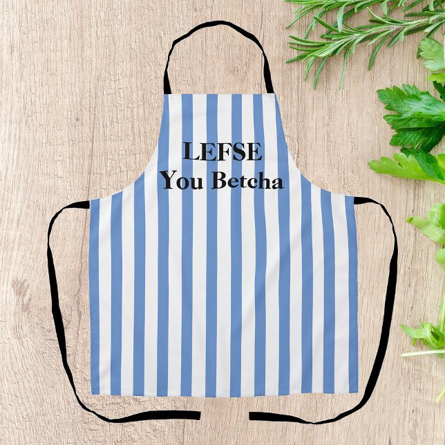 Dusty Blue Striped Lefse All-Over Print Apron (Creator Uploaded)