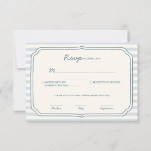 Dusty Blue Striped Wedding Response Card 