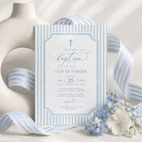 Dusty Blue Stripes Baptism for Baby Boy