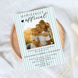 Dusty Blue Stripes Official Adoption Day Party Invitation