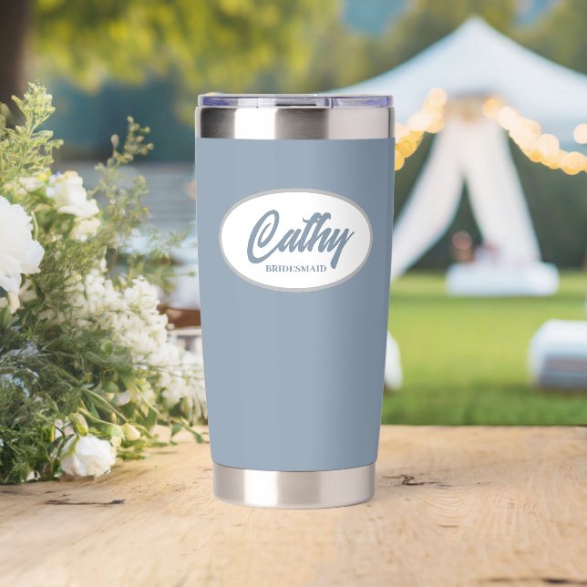 Dusty Blue Stylised Wedding Bridesmaid Insulated Tumbler (Wedding (Rotated))
