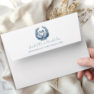 Dusty Blue Swan Return Address Envelope