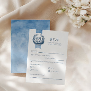 Dusty Blue Swan Wedding RSVP Card
