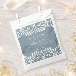 Dusty Blue Talavera Fiesta Bridal Shower Dessert Favour Bag