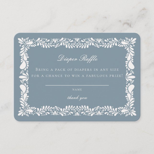 Dusty Blue Talavera Tile Diaper Raffle Insert (Front)