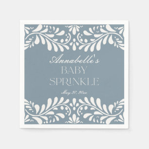 Dusty Blue Talavera Tile Fiesta Boy Baby Sprinkle Napkin