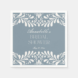 Dusty Blue Talavera Tile Fiesta Bridal Shower Napkin