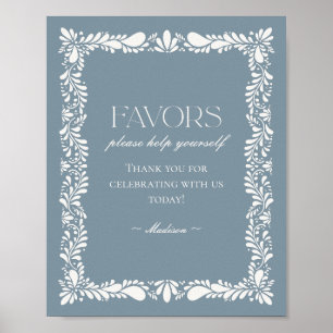 Dusty Blue Talavera Tile Fiesta Favours Sign