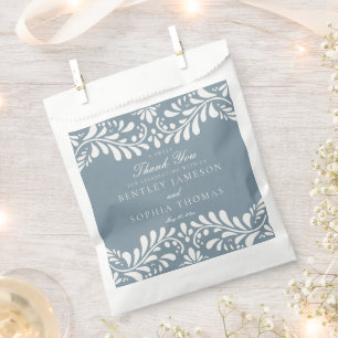 Dusty Blue Talavera Tile Fiesta Wedding Dessert Favour Bag