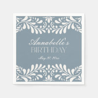 Dusty Blue Talavera Tile Spanish Fiesta Birthday