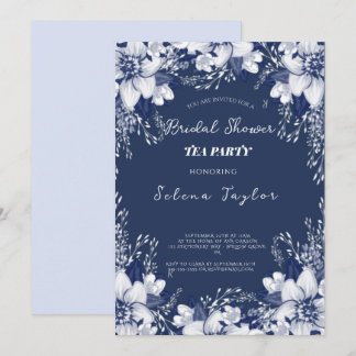 Dusty Blue Tea Party Bridal Shower Invitation