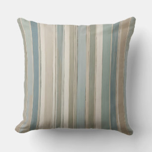 Dusty Blue Teal Sage Beige Stripe Cushion