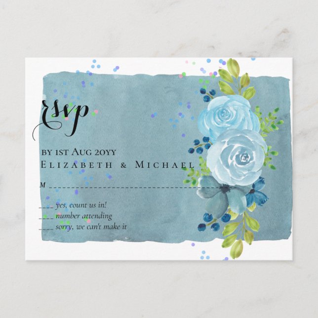 Dusty Blue Teal Wedding Trending Budget Postcard (Front)