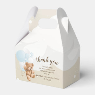 Dusty Blue Teddy Bear with Balloons Favour Box