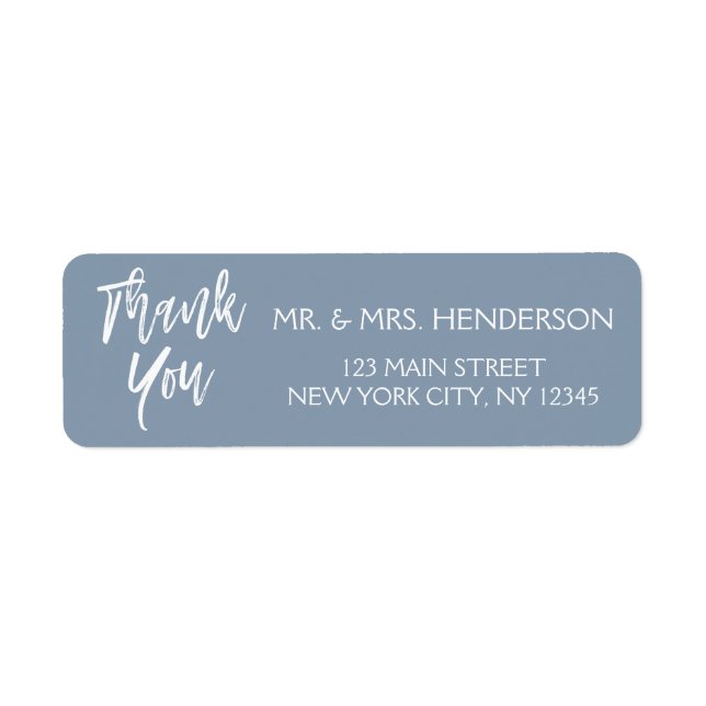 Dusty Blue Thank You Return Address Return Address Label (Front)