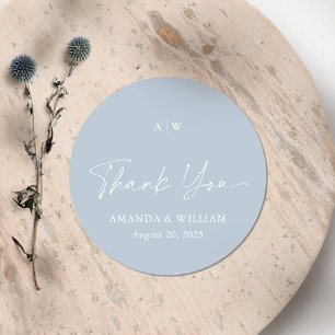 Dusty Blue Thank You Wedding Sticker