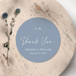 Dusty Blue Thank You Wedding Sticker