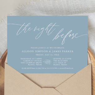 Dusty Blue The Night Before Rehearsal Dinner Invitation