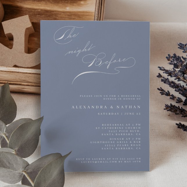 Dusty Blue The Night Before Rehearsal Dinner  Invitation (Creator Uploaded)