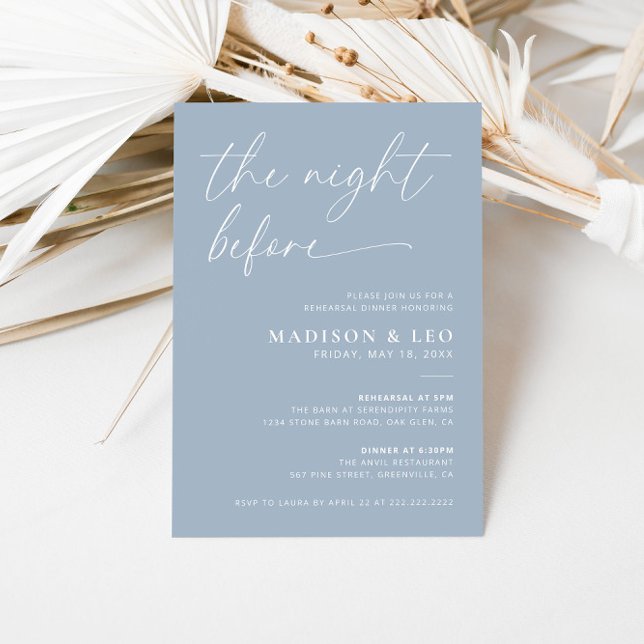 Dusty Blue The Night Before Rehearsal Dinner Invitation (Creator Uploaded)