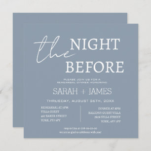 Dusty Blue the Night Before Rehearsal Dinner  Invitation