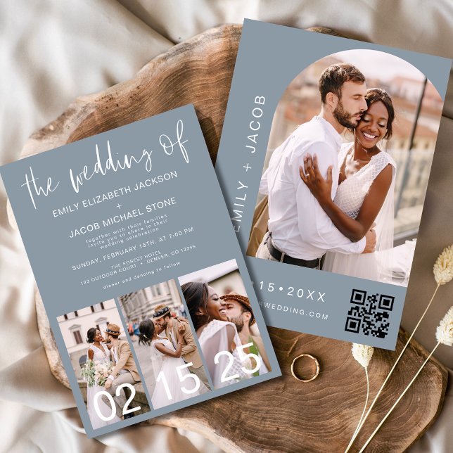 Dusty Blue The Wedding of Minimalist QR code Invitation (Creator Uploaded)