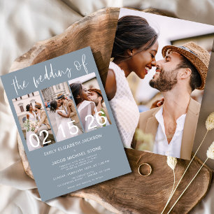 Dusty Blue The Wedding of Photo Simple Minimalist Invitation