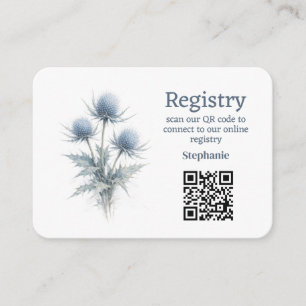 Dusty Blue Thistle Bridal shower Registry Enclosure Card