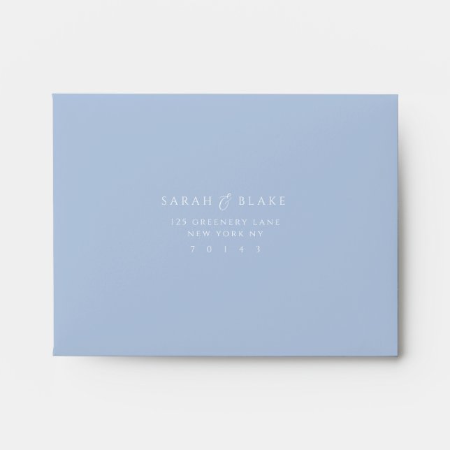 Dusty Blue Toile Self Addressed Reply Envelope (Front)