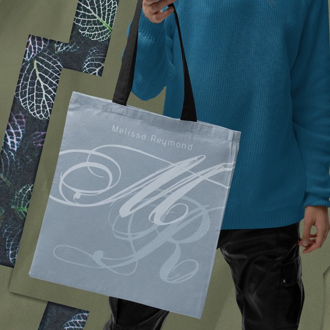 Dusty Blue Tote Oversized Monogram Bag (take me anywhere)