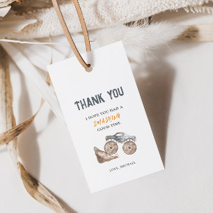 Dusty Blue Trucks Birthday Gift Tag