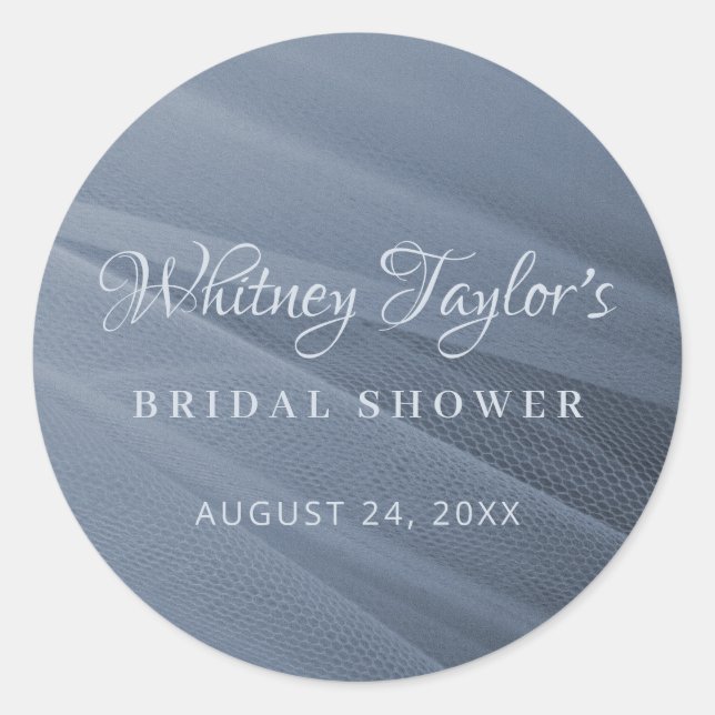 Dusty Blue Tulle Texture Classic Round Sticker (Front)