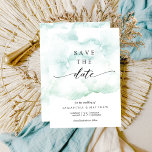 Dusty Blue, Turquoise and Green Watercolor Save The Date<br><div class="desc">Elegant and Unique Wedding (or other event) Save the Date with delicate turquoise,  dusty blue and soft green watercolor wash on the background. Modern hand written calligraphy details.  Back in delicate watercolor wash. Part of our "Airy Blue and Green Watercolor" collection with a variety of coordinating products available.</div>