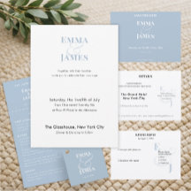 Dusty Blue Two-Tone Minimalist RSVP Card | QR Code