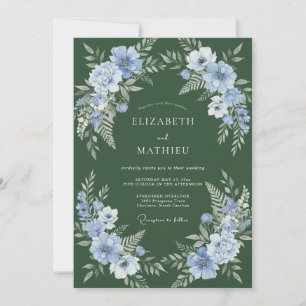 Dusty Blue Verdant Spring Wedding Invitation