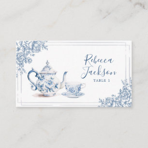 Dusty Blue Victorian Garden Afternoon Tea Place Card