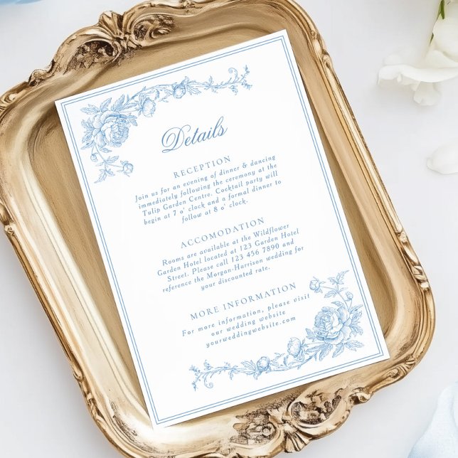 Dusty Blue Victorian Wedding Details Enclosure Card (Creator Uploaded)