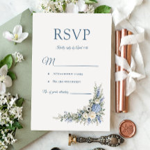 Dusty Blue Villa Romance RSVP Card